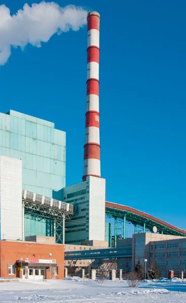 stock image The image of power station against a winter landscape