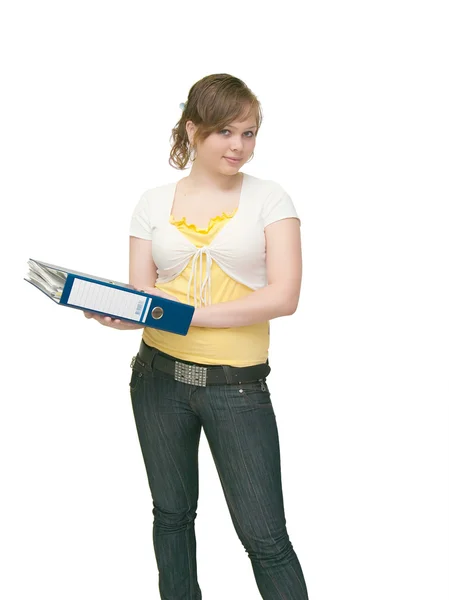 Image Young Woman Considerable Quantity Folders — Stock Photo, Image