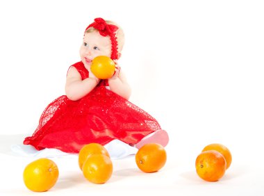 The girl and oranges clipart