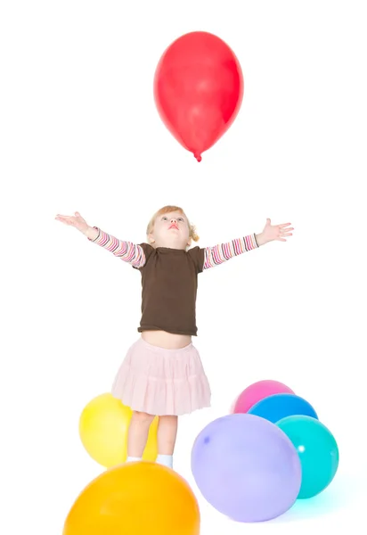 The girl catches balloon — Stock Photo, Image