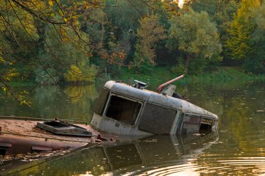 Wreck on Vistula river clipart