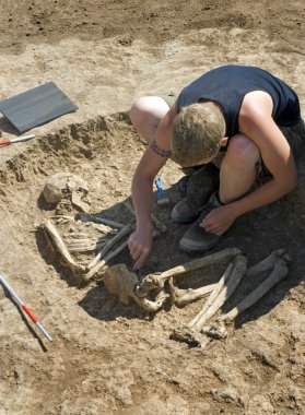 arkeolog excavatin iskelet