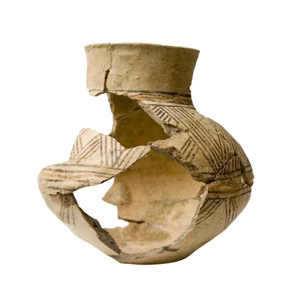 Ізольований стародавній зламаний горщик — стокове фото