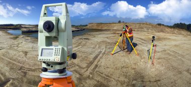 Theodolite survey outdoors clipart
