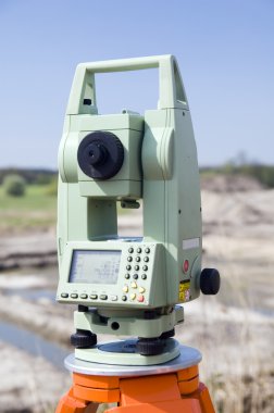 Theodolite measurement instrument outdoors clipart