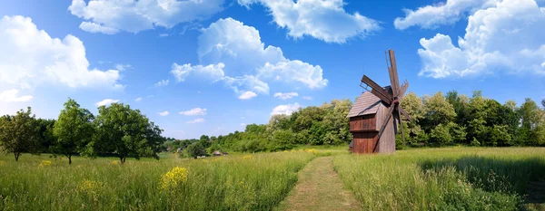 Schöne Landschaft mit Windmühle — Stockfoto