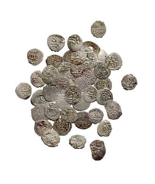 Древние средневековые турецкие и татарские монеты — стоковое фото