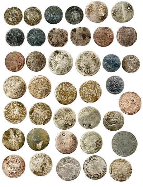 Medieval european coins of Poland Lithuania — Stock Photo, Image