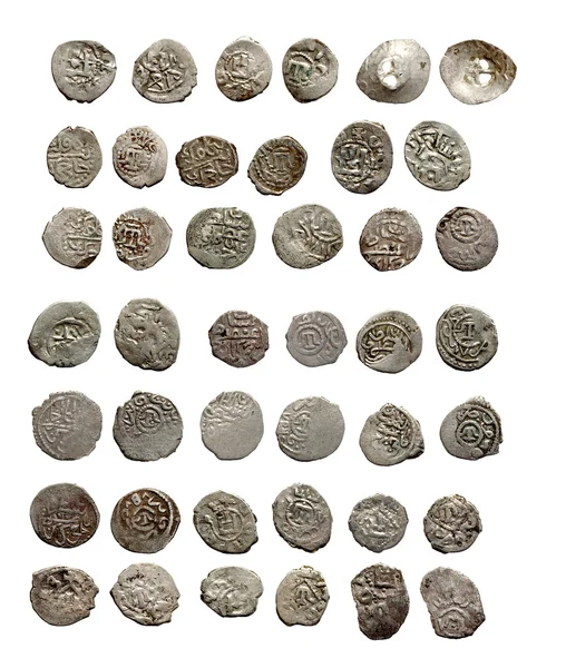 Древние средневековые турецкие и татарские монеты Стоковое Изображение