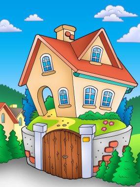 Family house on countryside clipart