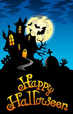 Halloween image with old mansion clipart