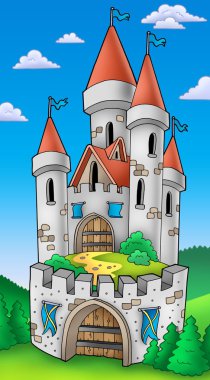 Tall castle with fortification clipart