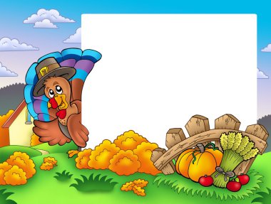 Thanksgiving frame with turkey 1 clipart