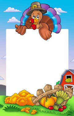 Thanksgiving frame with turkey 2 clipart