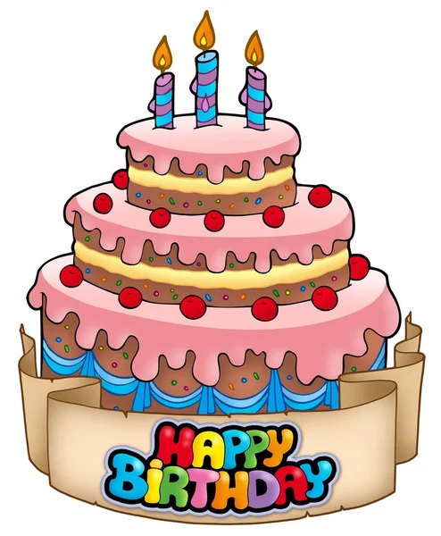 Grattis på födelsedagen tema med tårta — Stockfoto