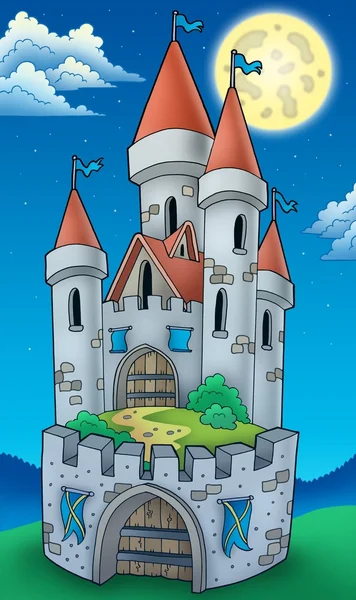 Vista noturna no castelo alto — Fotografia de Stock