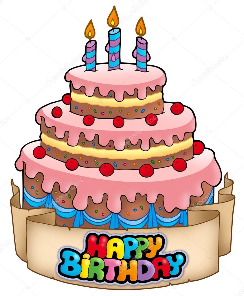 tema de feliz cumpleaños con torta — Fotos de Stock © clairev #3947096