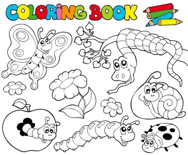 Coloring book with small animals 1 clipart