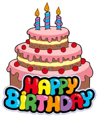Happy birthday sign with cake clipart