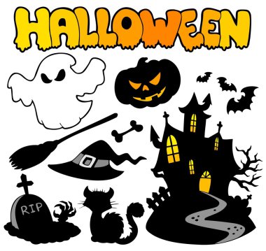 Set of Halloween silhouettes clipart