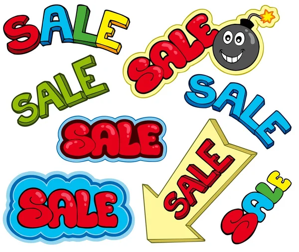 stock vector Cartoon sale signs