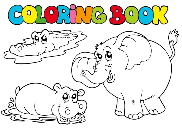 Livre à colorier avec animaux tropicaux 1 — Image vectorielle