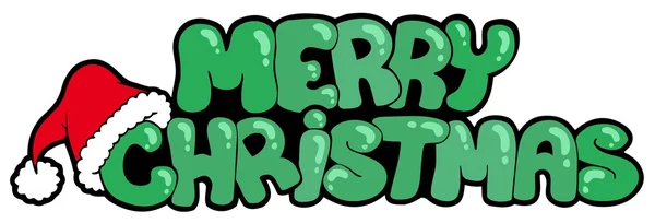 Merry Christmas sign with hat — Stock Vector