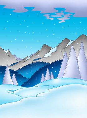 Winter landscape with mountains clipart