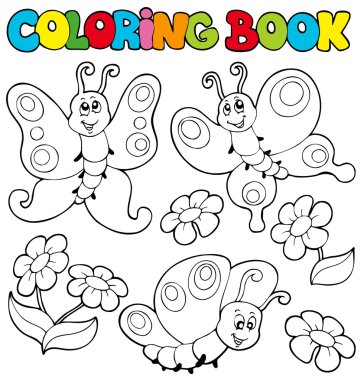 Coloring book with butterflies 1 clipart