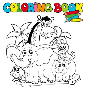 Coloring book with cute animals 1 clipart