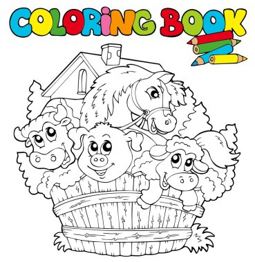 Coloring book with cute animals 2 clipart