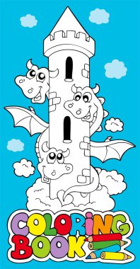 Coloring book with dragon 1 clipart