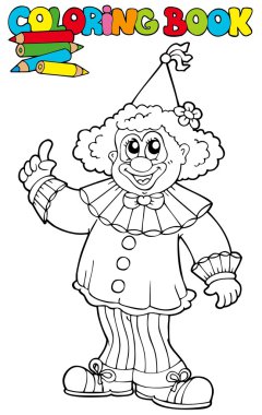 Coloring book with funny clown clipart