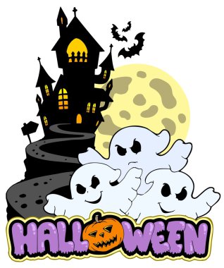 Halloween theme with three ghosts clipart