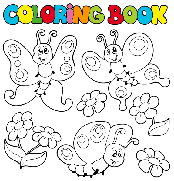Livre à colorier avec papillons 1 — Image vectorielle