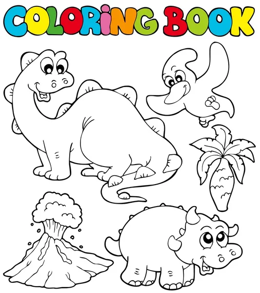 Libro da colorare con dinosauri 2 — Vettoriale Stock