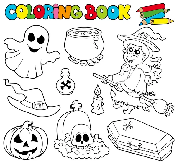 Kleurboek met halloween beelden — Stockvector