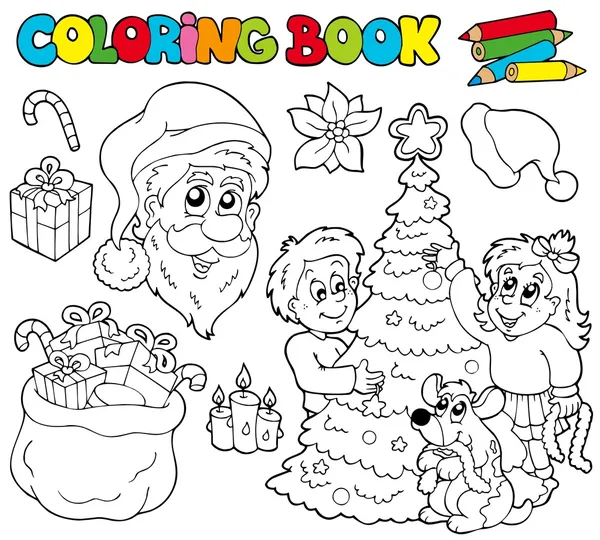 Coloring book with Christmas theme — Stock Vector