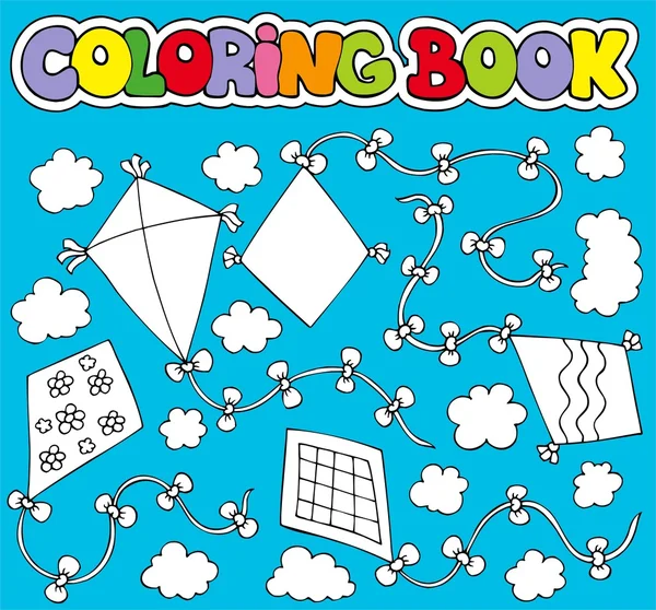 Libro para colorear con varias cometas — Vector de stock