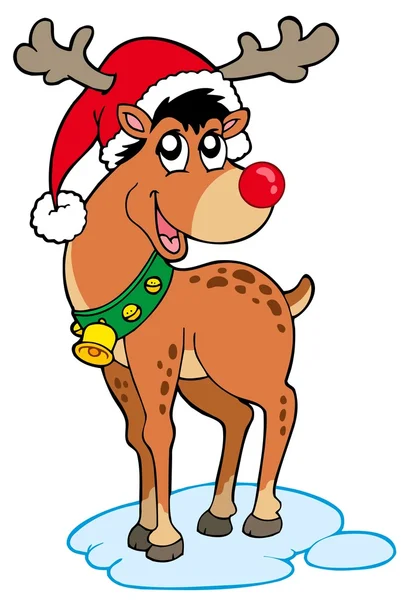 Reindeer in Christmas hat — Stock Vector