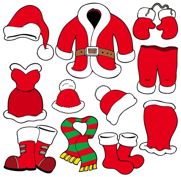 Various Santa Claus clothes — Stock Vector