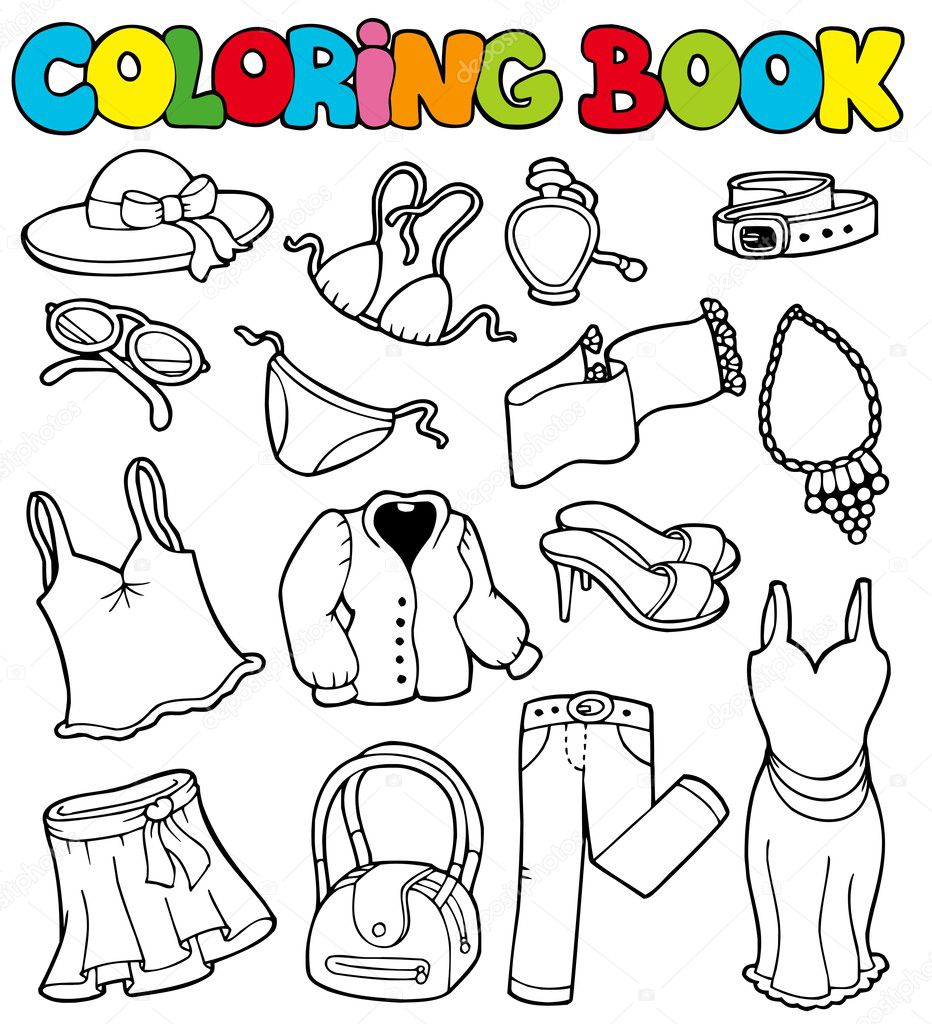 Coloring book with apparel 2 Stock Vector Image by ©clairev #4137564