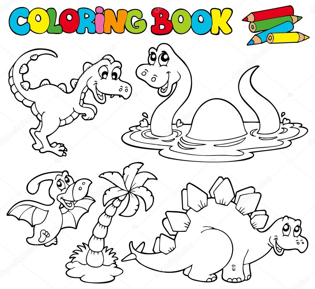 Vetores de 5 Livro De Colorir Tema De Dinossauros e mais imagens de Página  de livro de colorir - Técnica de ilustração - Página de livro de colorir -  Técnica de ilustração