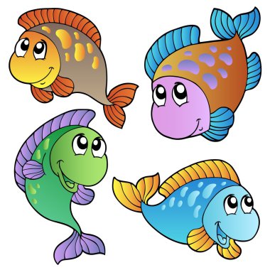 Four cartoon fishes clipart