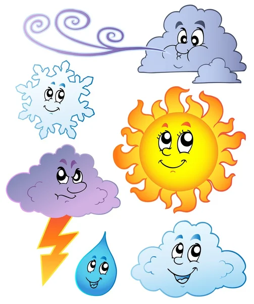 Desenhos animados imagens meteorológicas —  Vetores de Stock