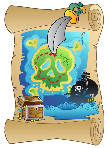 Oude scroll met piraat kaart — Stockvector
