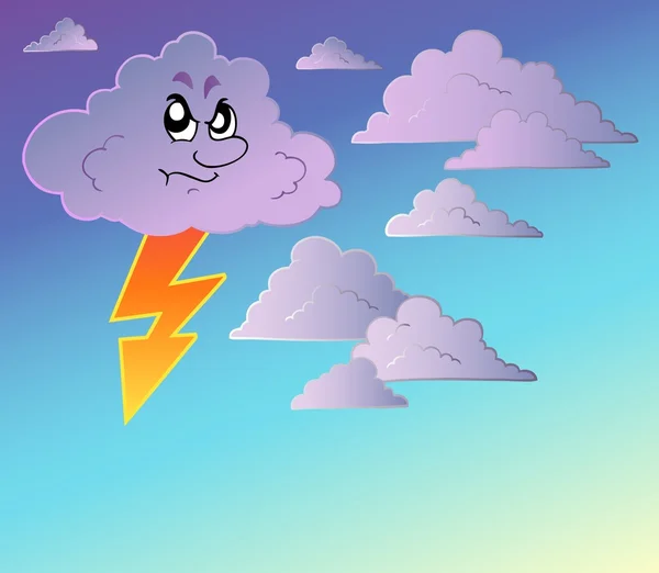 Ciel orageux avec nuages de dessins animés — Image vectorielle