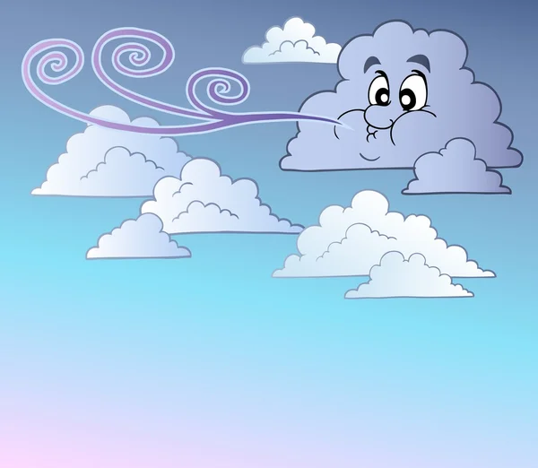Céu ventoso com nuvens de desenhos animados — Vetor de Stock