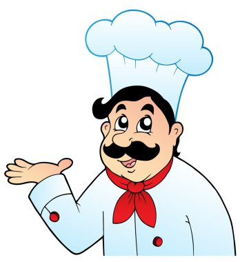 Cartoon chef in big hat clipart