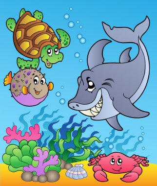 Underwater animals and fishes 1 clipart